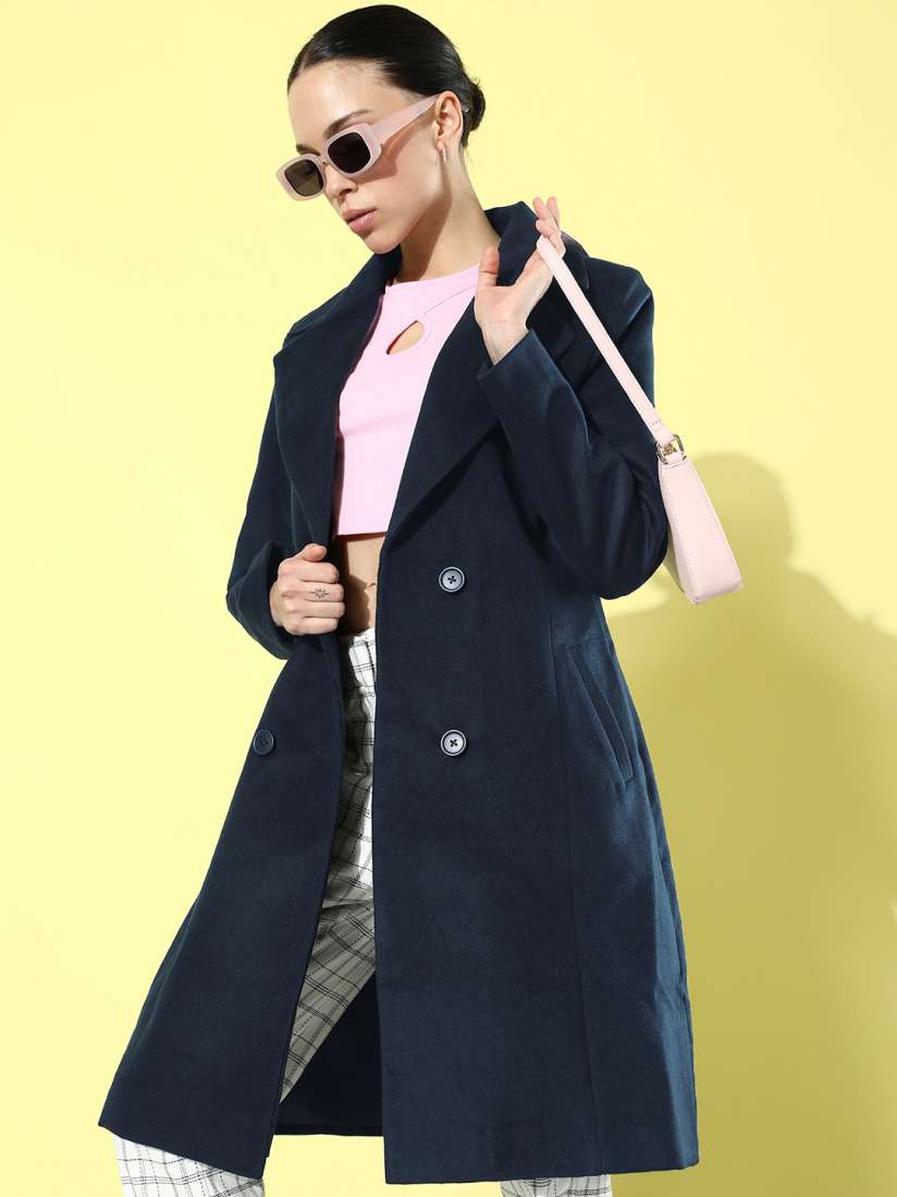 Buy 4WRD by Dressberry Notched Lapel Knee Length Trench Coat Coats for Women 23055096 Myntra
