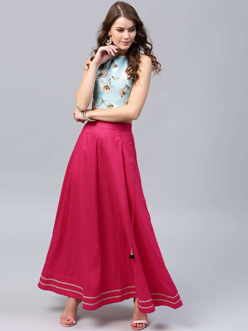 Crop top and skirt on myntra 2025