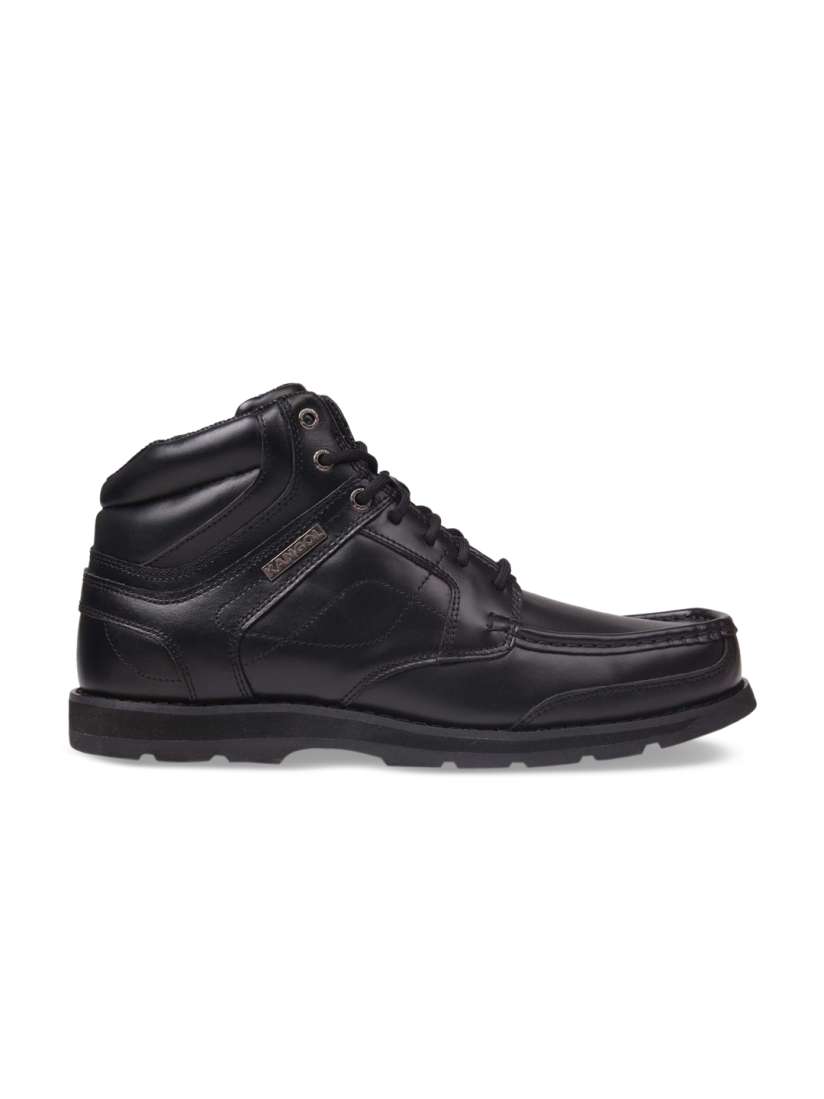 Buy Kangol Men Black Solid Leather Mid Top Flat Boots Casual Shoes for Men 2305730 Myntra
