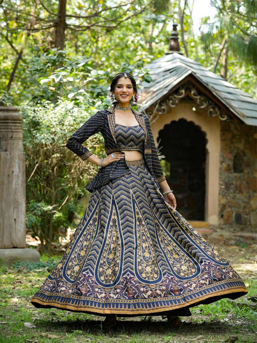 Buy SCAKHI Floral Printed Ready to Wear Lehenga Choli With Attached Blazer Jacket Lehenga Choli for Women 23057322 Myntra