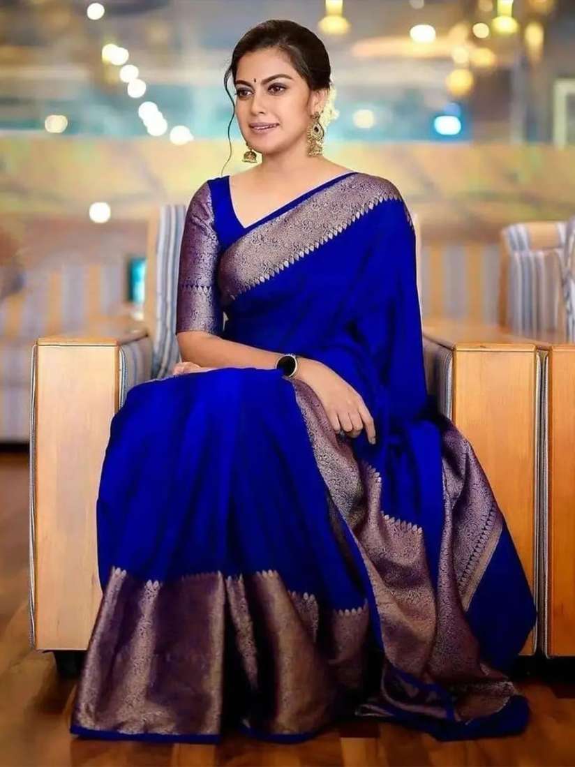 Myntra blue saree cheap