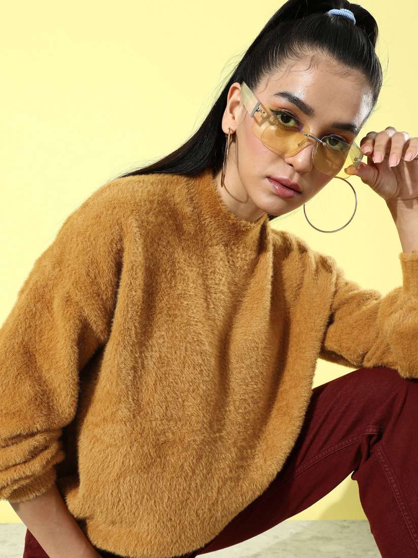 Buy The Roadster Life Co. Solid Fuzzy Pullover Sweater Sweaters for Women 23070998 Myntra