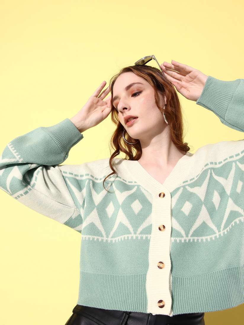 Buy The Roadster Lifestyle Co. Women Argyle Cardigan Sweaters for Women 23071388 Myntra