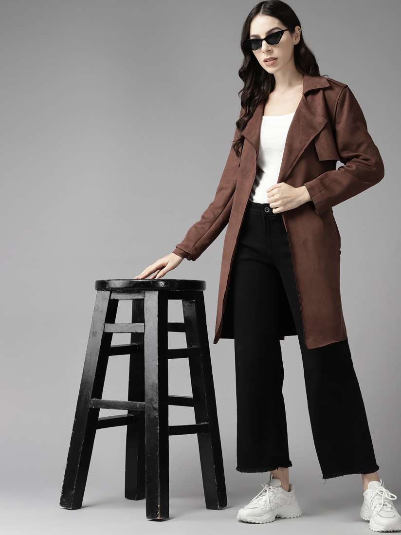 Buy The Roadster Lifestyle Co. Longline Open Front Suede Jacket Jackets for Women 23071552 Myntra
