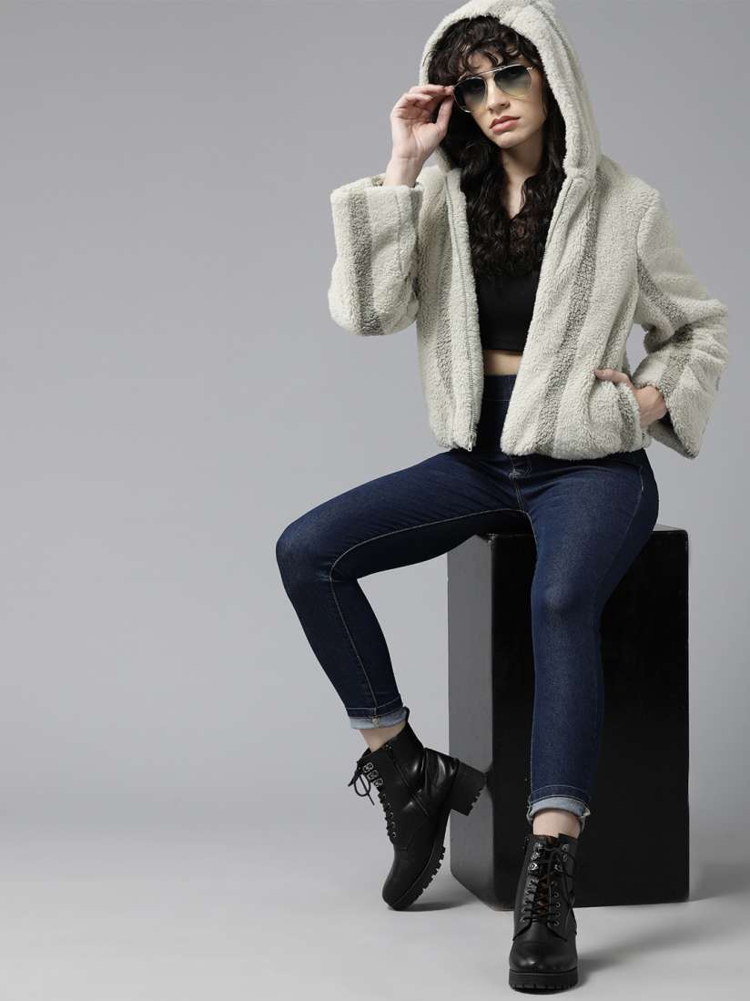 Striped faux fur jacket new arrivals
