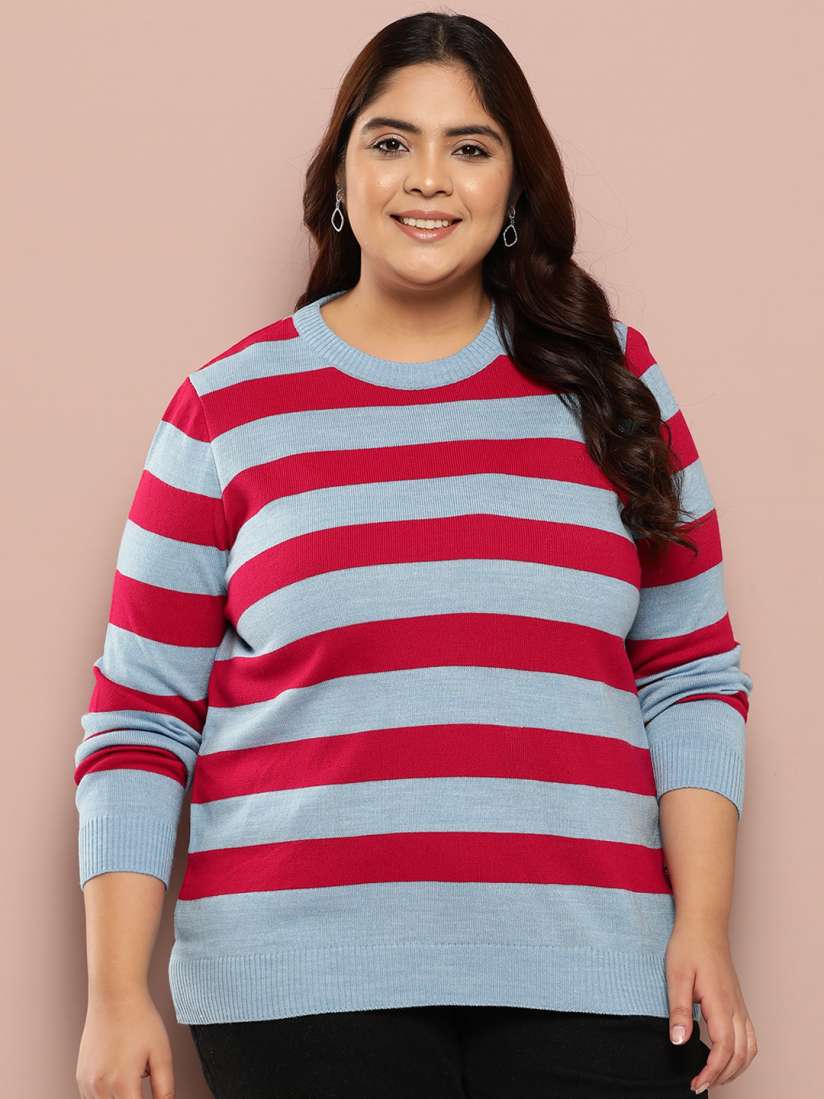 Buy Sztori Plus Size Striped Pullover Sweaters for Women 23072104 Myntra