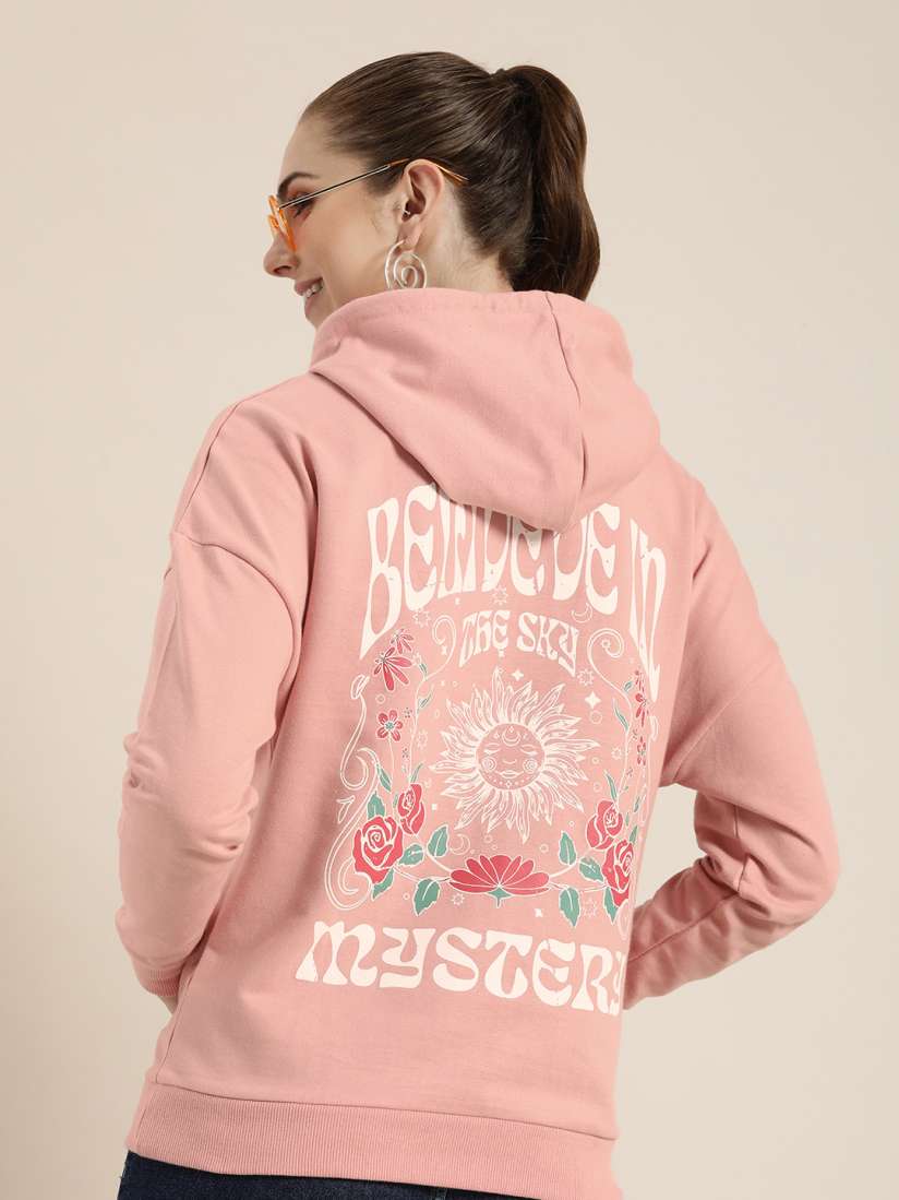 Buy HERE NOW Pure Cotton Graphic Printed Hooded Sweatshirt Sweatshirts for Women 23072350 Myntra
