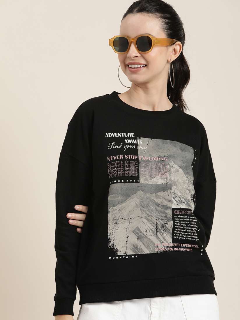 Mountain printed crew neck casual sweatshirt shop