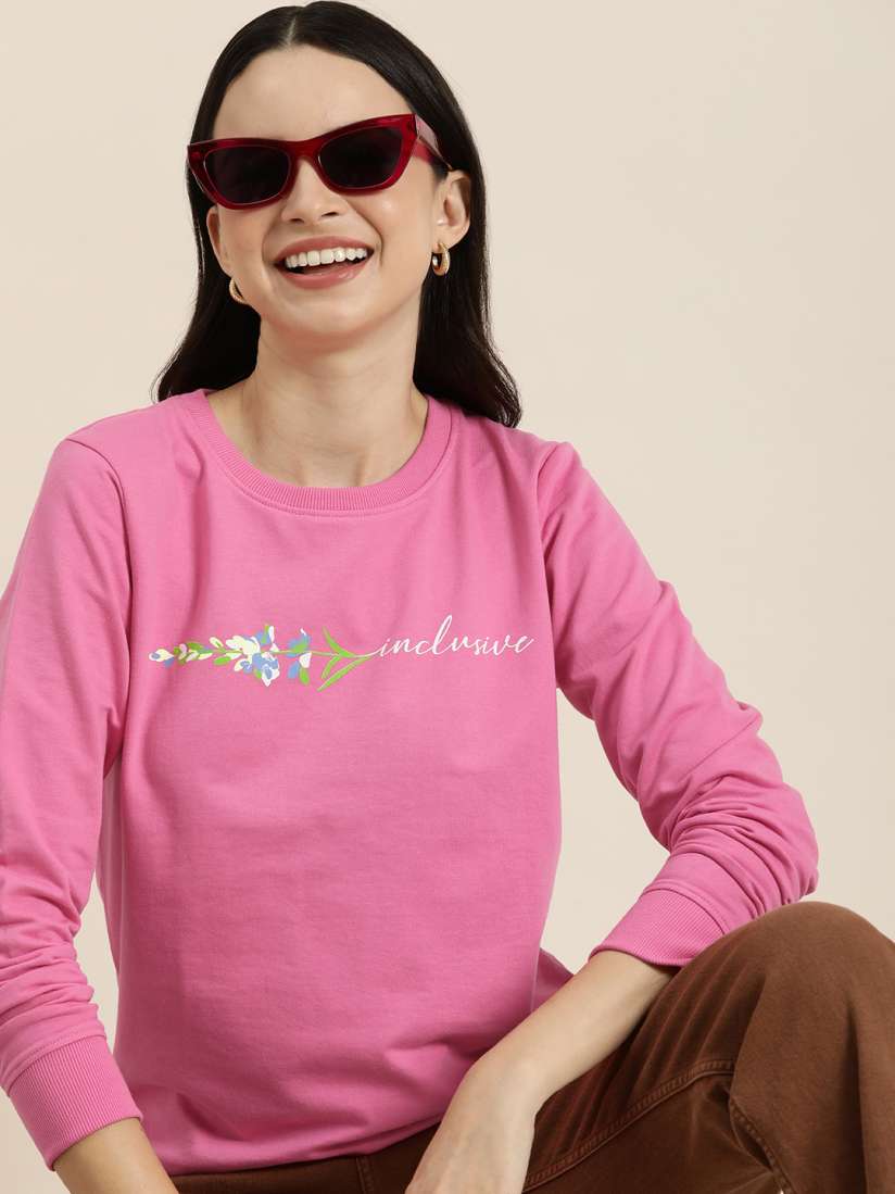 Buy HERE NOW Graphic Printed Round Neck Sweatshirt Sweatshirts for Women 23072562 Myntra