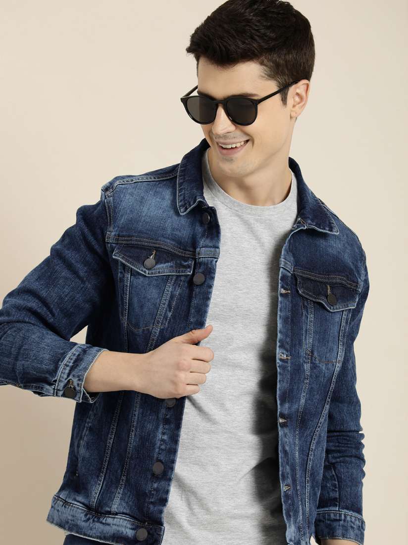 Faded jean jacket mens clearance