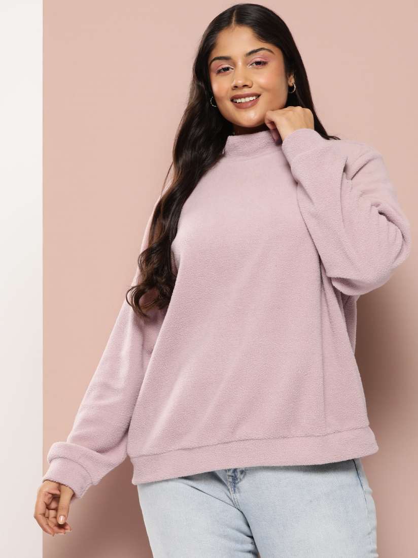 Buy Sztori Plus Size High Neck Fleece Sweatshirt Sweatshirts for Women 23079780 Myntra