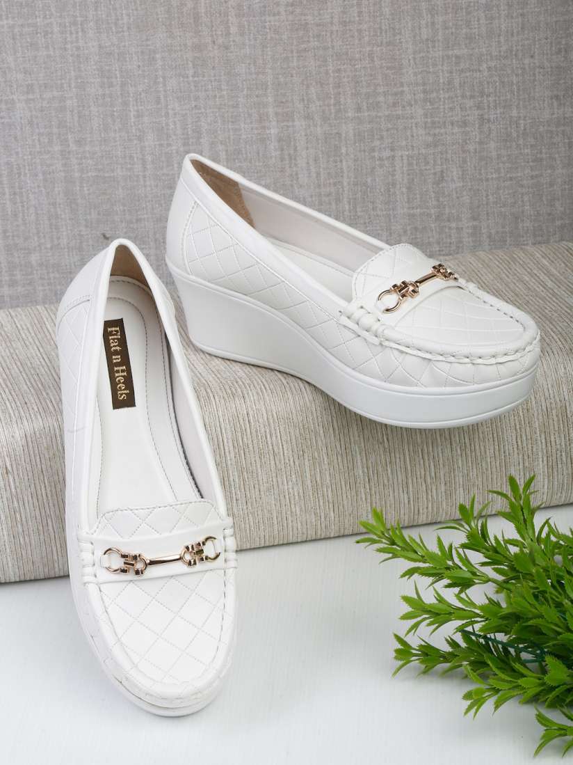 Buy Flat n Heels Women Textured Heeled Loafers Casual Shoes for Women 23082050 Myntra