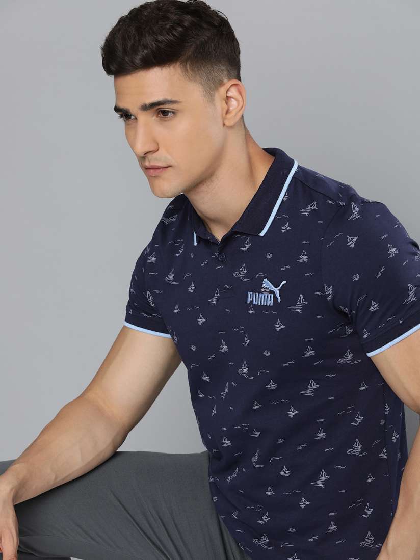 Buy Puma Pure Cotton Conversational Printed Polo Collar Outdoor Slim Fit T shirt Tshirts for Men 23087580 Myntra