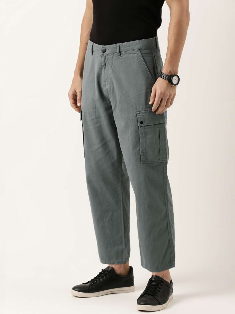 Buy Bene Kleed Men Solid Loose Fit Cropped Cotton Cargos Trousers Trousers for Men 23088662 Myntra