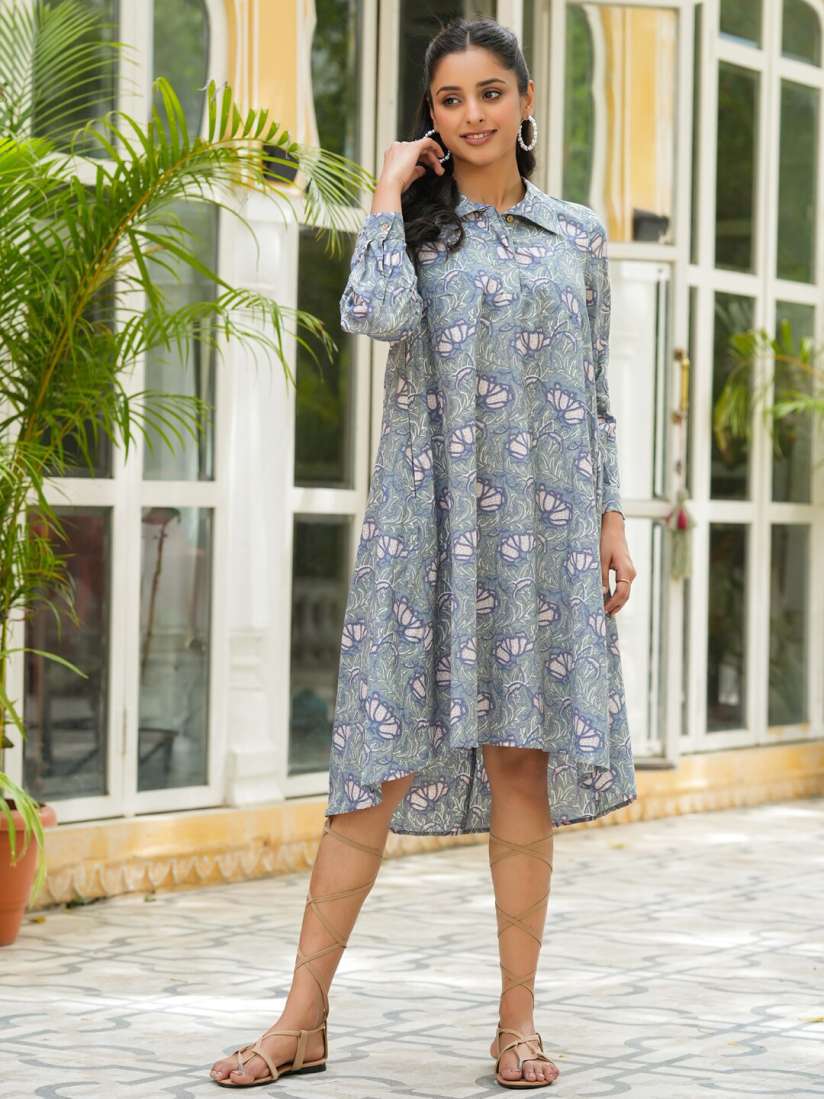 Grey and pink floral dress store