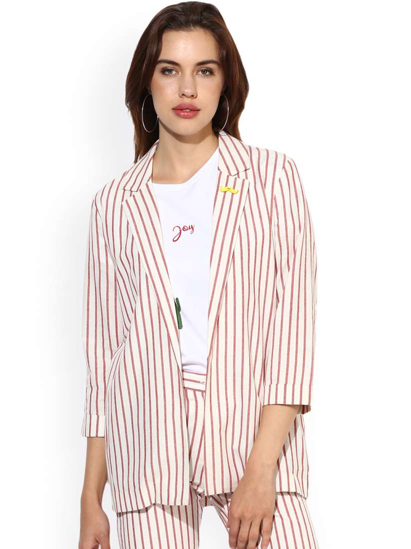 Buy Leo Sansini Red White Striped Blazer Blazers for Women 2309231 Myntra