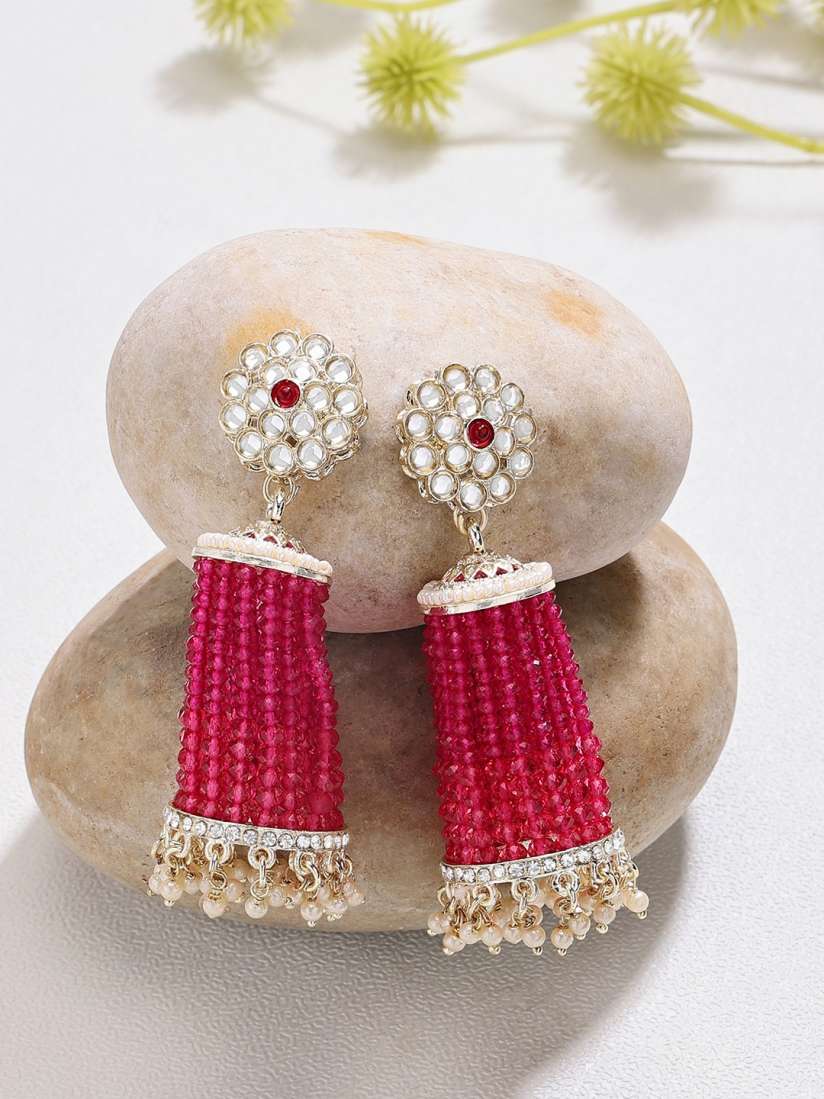 Buy Zaveri Pearls Gold Plated Kundan Studded Contemporary Drop Earrings Earrings for Women 23094604 Myntra