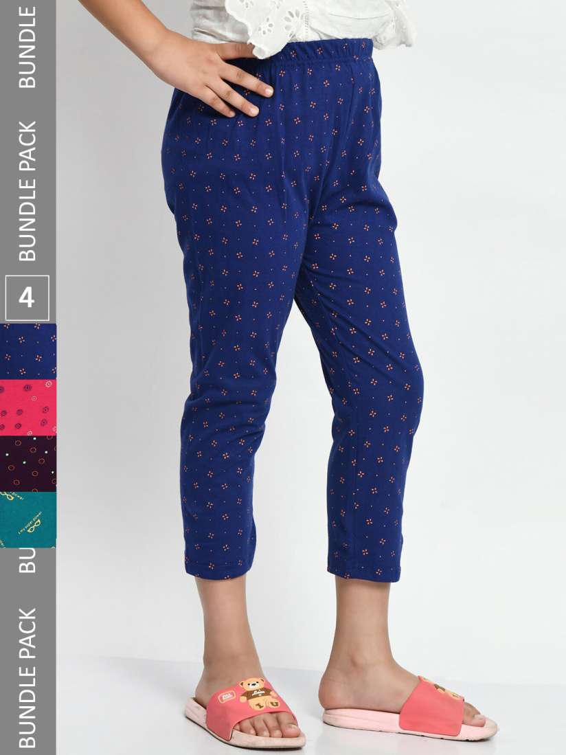 Buy BAESD Girls Pack Of 4 Printed Pure Cotton Capris Capris for Girls 23103416 Myntra