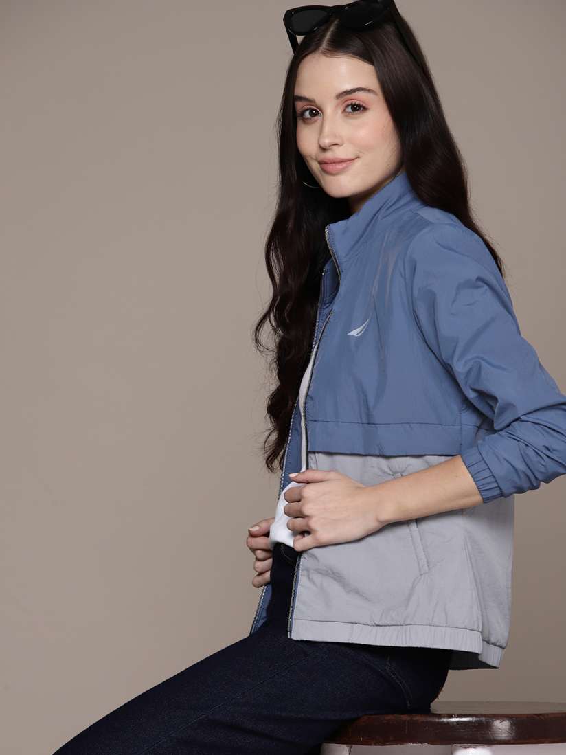 Buy Nautica Women Blue Grey Colourblocked Tailored Jacket Jackets for Women 23111542 Myntra