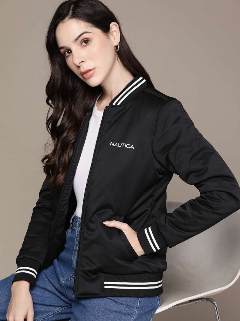 Buy Nautica Solid Brand Logo Printed Varsity Jacket Jackets for Women 23111546 Myntra
