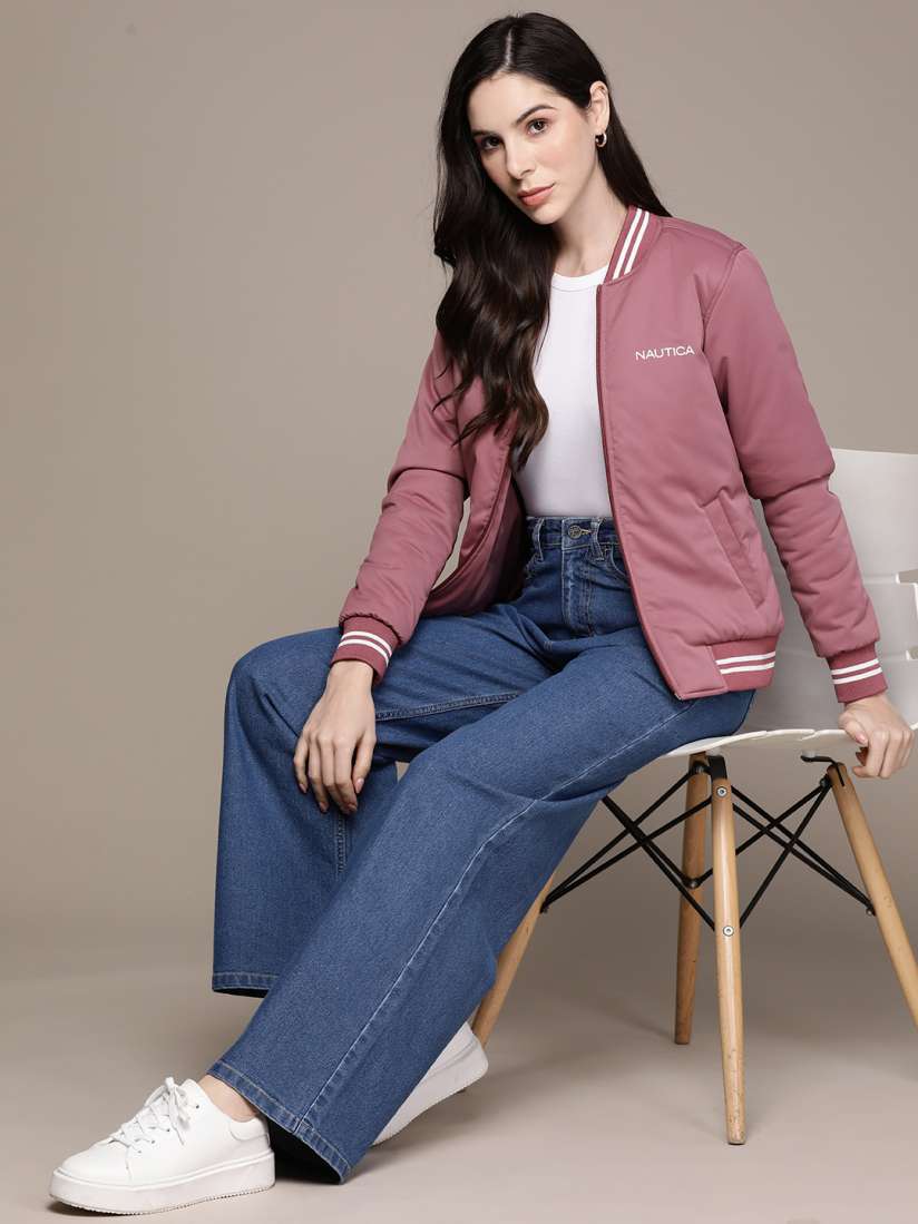 Buy Nautica Solid Brand Logo Printed Varsity Jacket Jackets for Women 23111554 Myntra