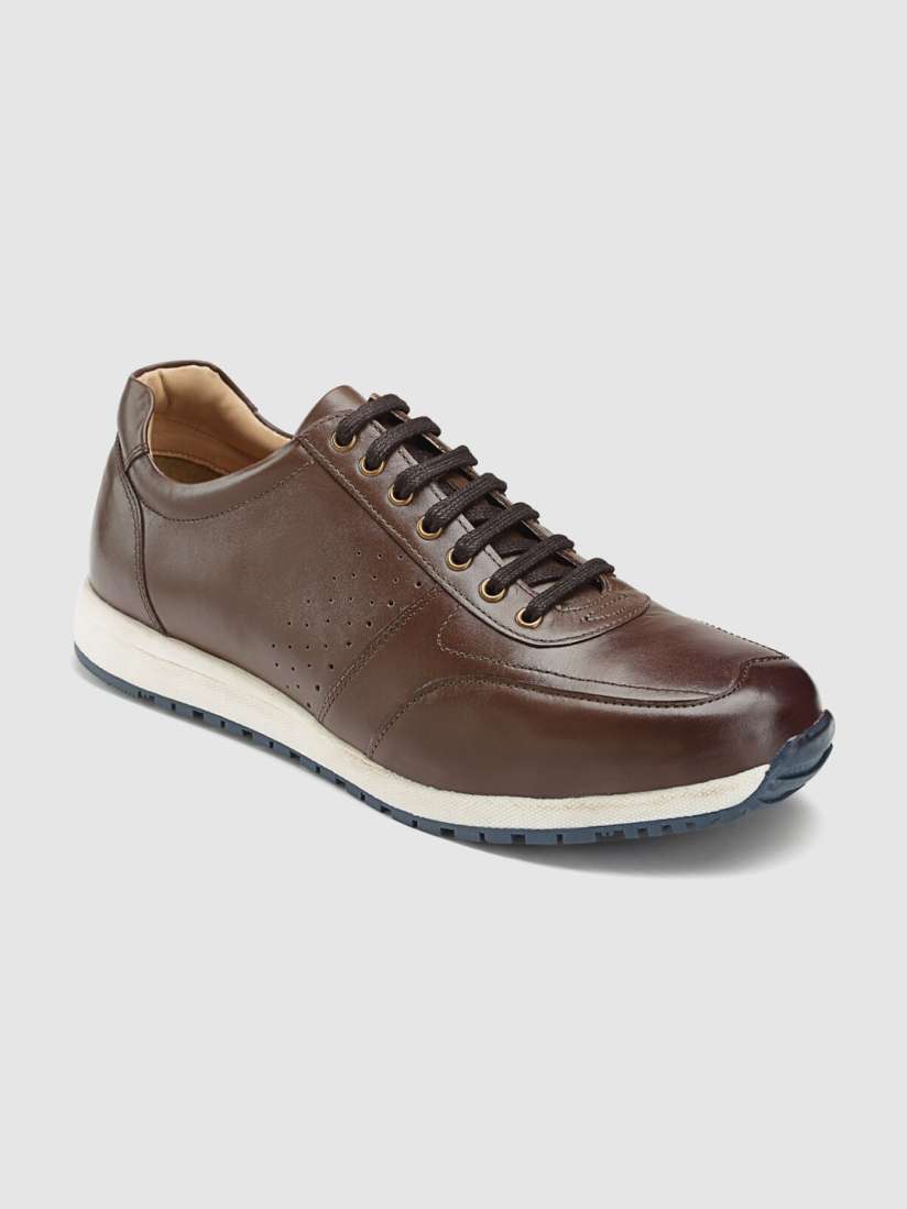 Perforated leather sneakers sale