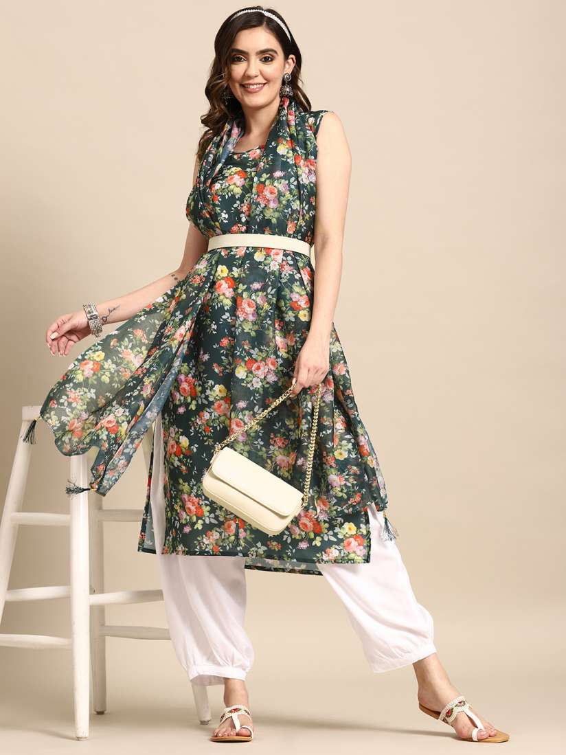 Buy Sangria Sangria Floral Printed Kurta With Salwar Dupatta Kurta Sets for Women 23114504 Myntra