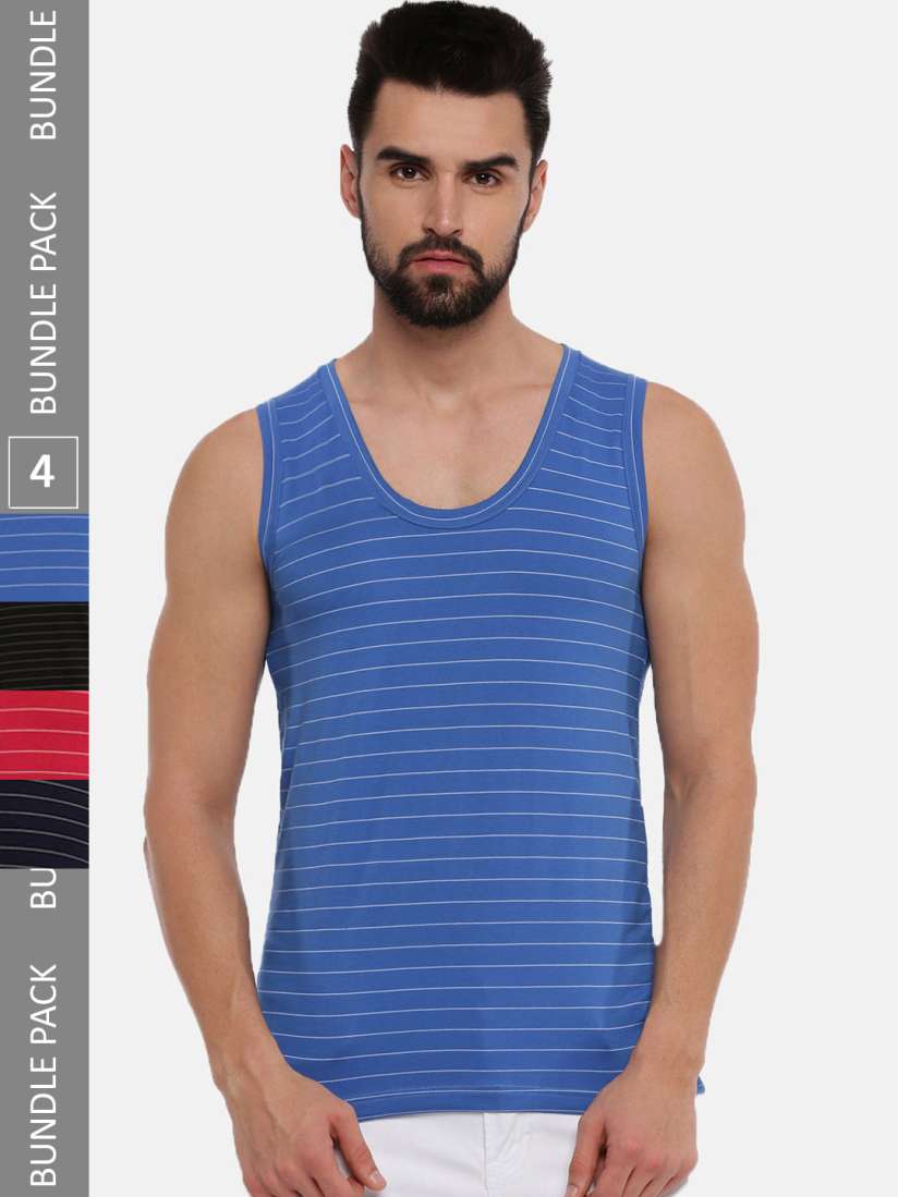 Buy Ramraj Pack Of 4 Striped Round Neck Cotton Basic Innerwear Vest Innerwear Vests for Men 23116996 Myntra
