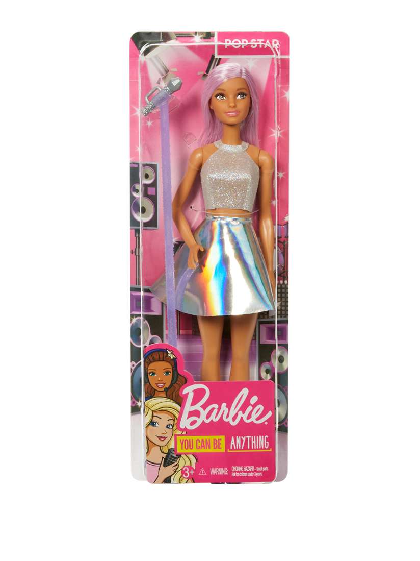 Buy Barbie Pink Hair Pop Star Doll in Iridescent Skirt with Microphone Soft Toys and Dolls for Girls 23118876 Myntra