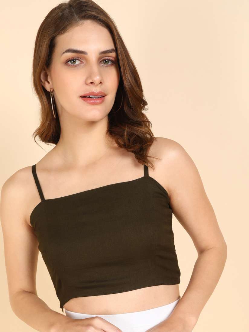 Buy Me Craft Shoulder Strap Fitted Crop Top Tops for Women 23131246 Myntra