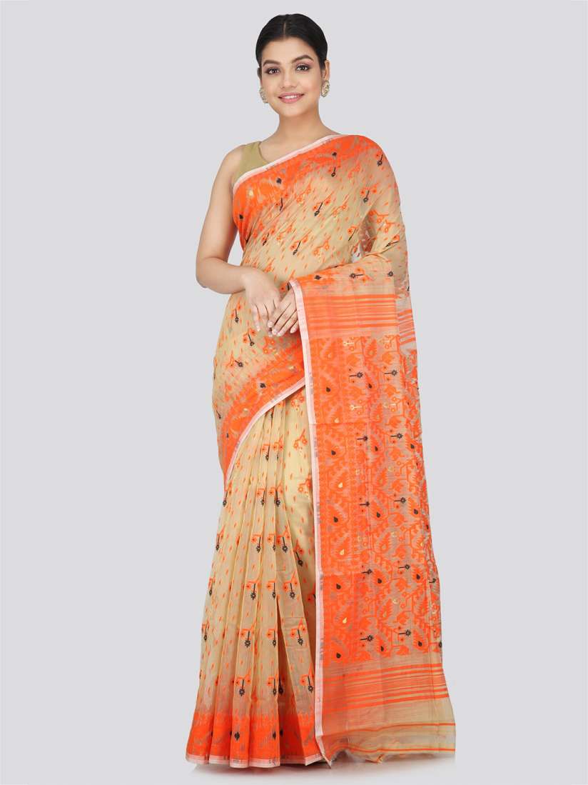Buy PinkLoom Ethnic Motif Woven Design Pure Cotton Jamdani Saree Sarees for Women 23131664 Myntra