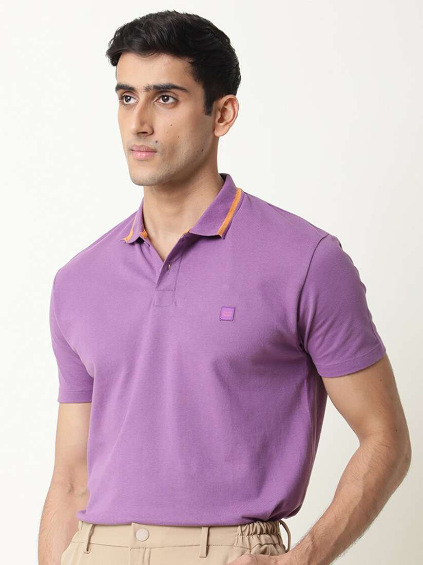 Buy RARE RABBIT Men Rings-4 Slim Fit Solid Polo Collar T-Shirt