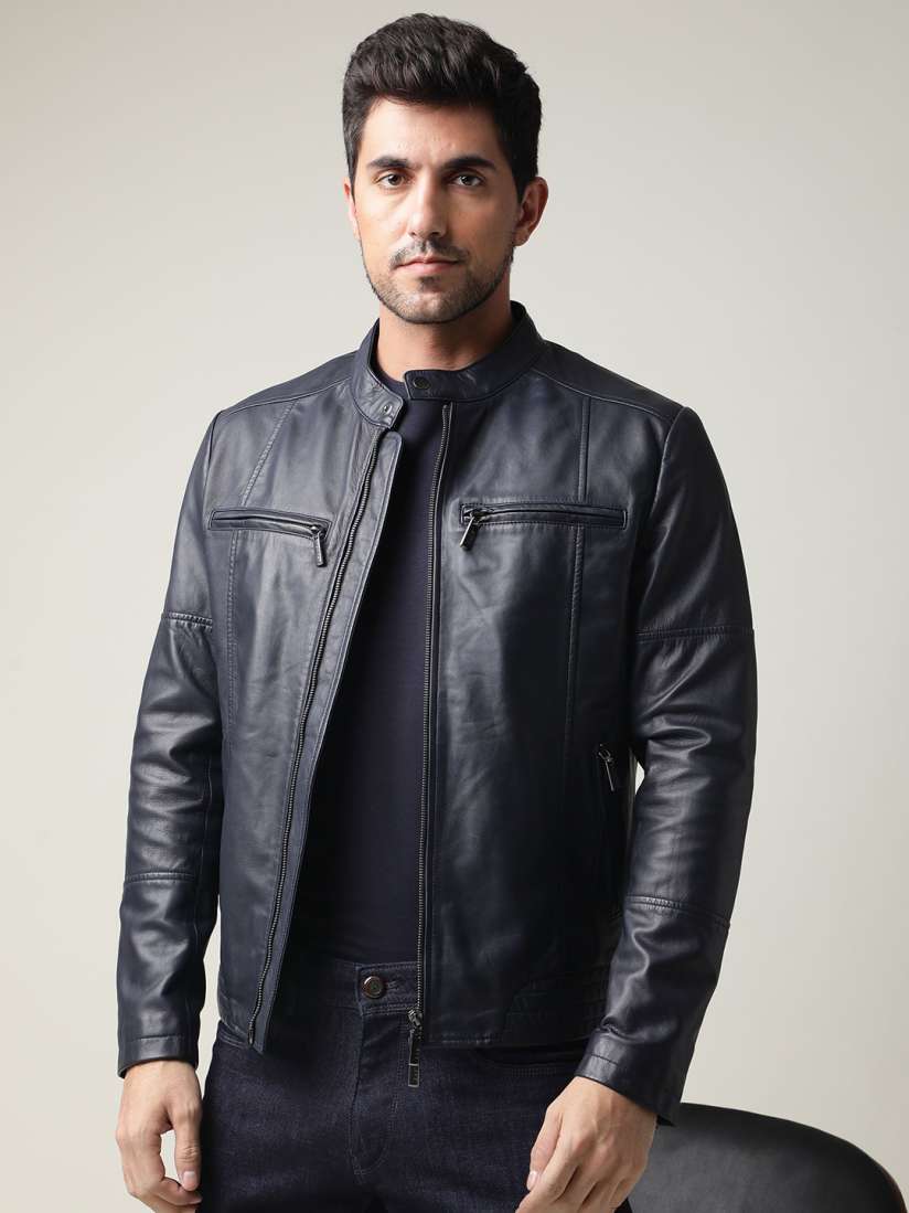 Leather jacket myntra best sale
