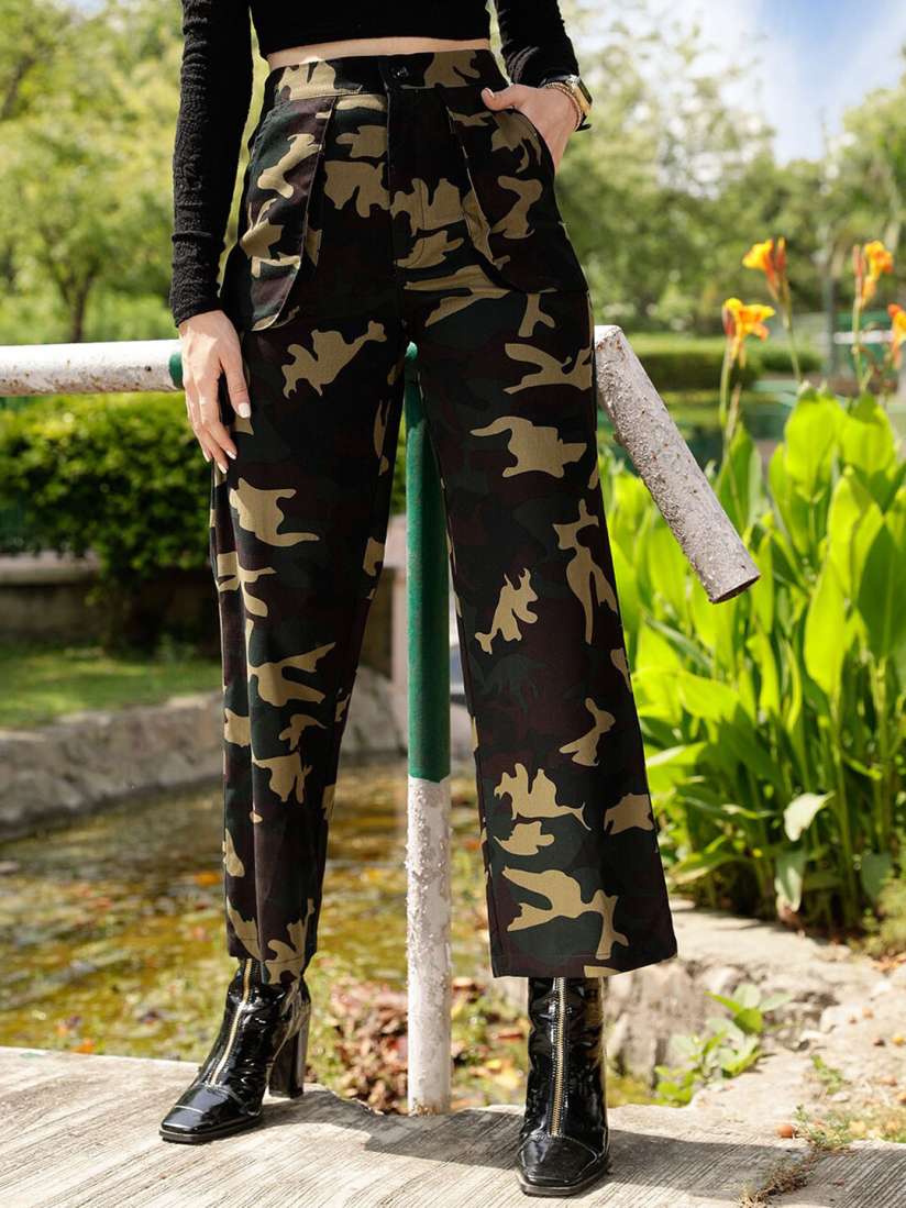 Camouflage high rise pants shop