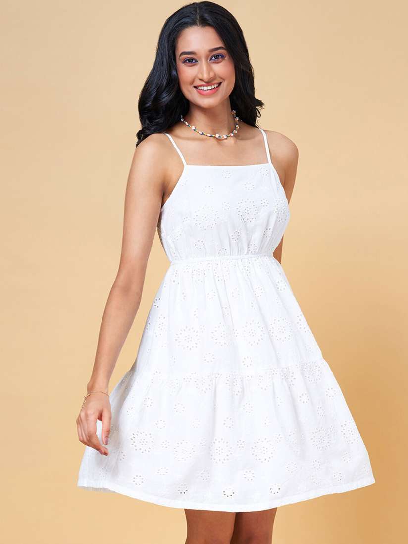 White flare out dress cheap
