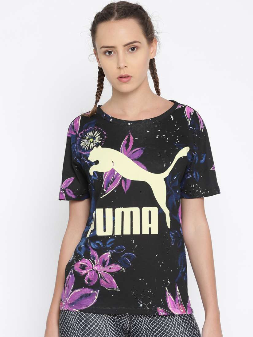 Buy Puma Women Black Printed AOP Archive Logo T shirt Tshirts for Women 2315038 Myntra