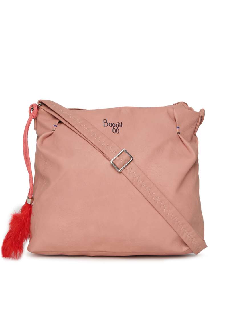 Baggit pink solid sling bag deals