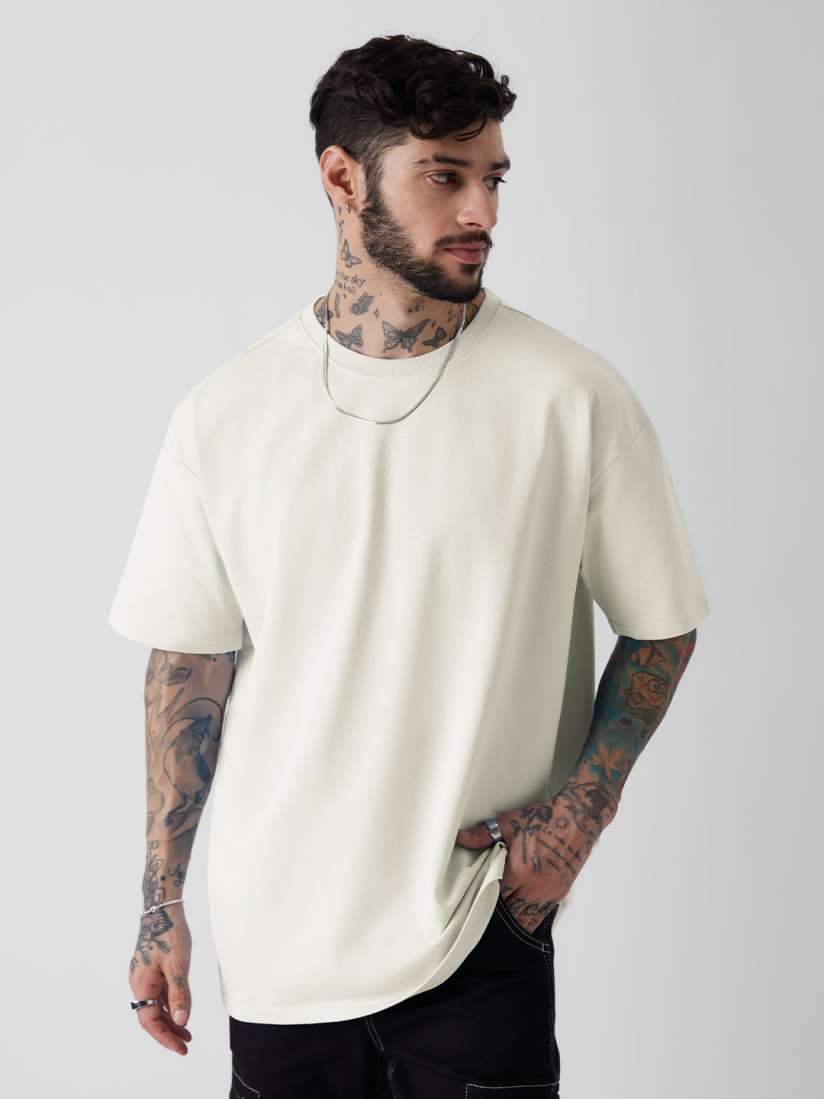 Buy The Souled Store White Drop Shoulder Oversized Cotton T Shirt Tshirts for Men 23164626 Myntra