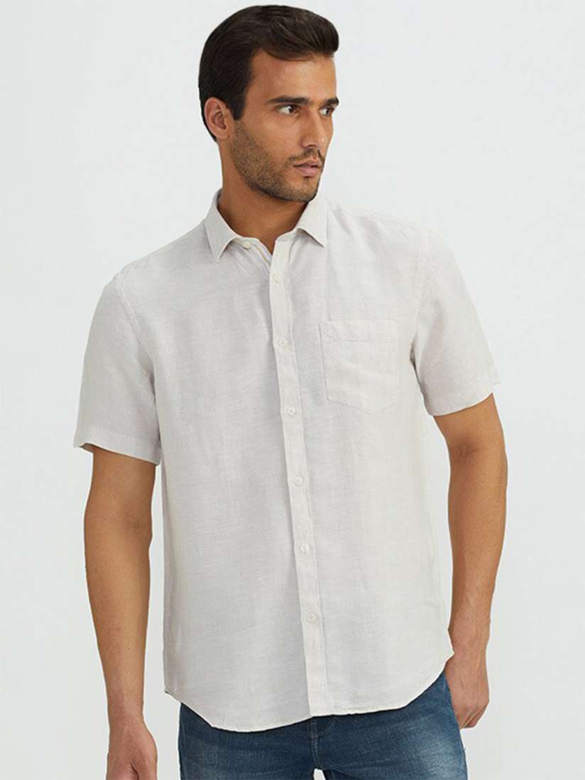 Indian terrain white linen shirts online