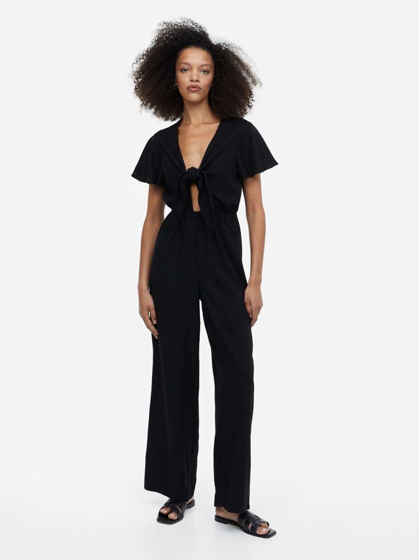 Linen blend jumpsuit h&m cheap