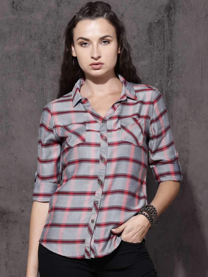 Roadster women's checkered casual shirt best sale
