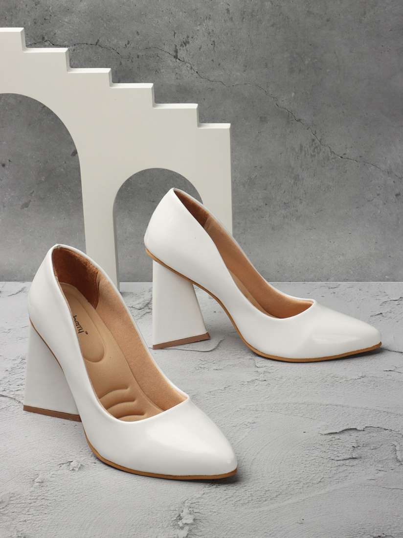 Buy DressBerry White Pointed Toe Block Pumps Heels for Women 23181004 Myntra