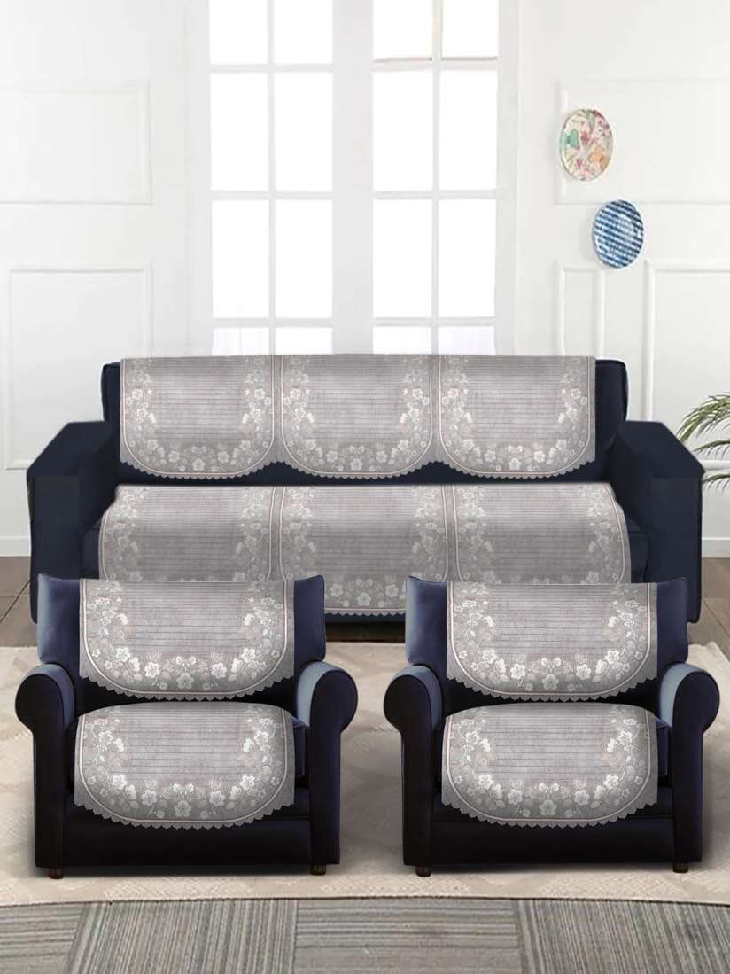 Buy HOSTA HOMES Grey Printed 5 Seater Sofa Cover With Arms Sofa Covers for Unisex 23187590 Myntra