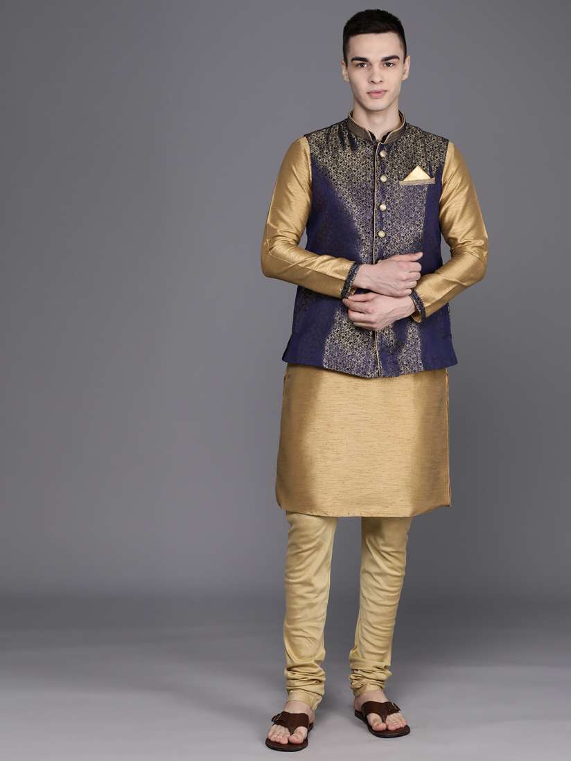 Buy Manu Straight Kurta with Churidar Printed Nehru Jacket Kurta Sets for Men 23189206 Myntra