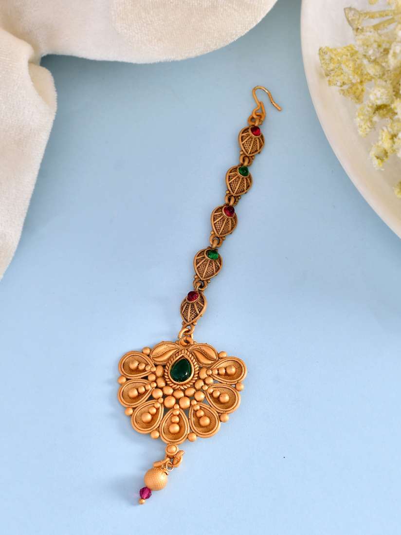 Buy Silvermerc Designs Gold Plated Stone Studded Maang Tikka Head Jewellery for Women 23194338 Myntra