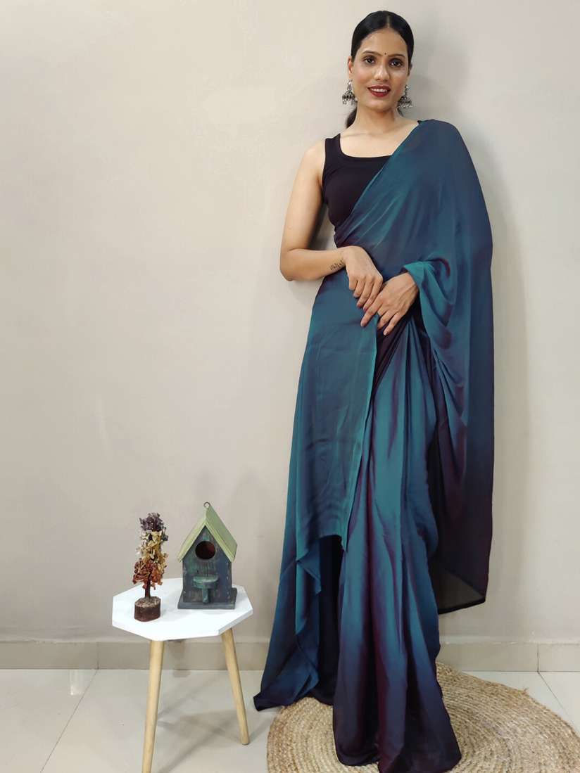 Myntra blue saree deals
