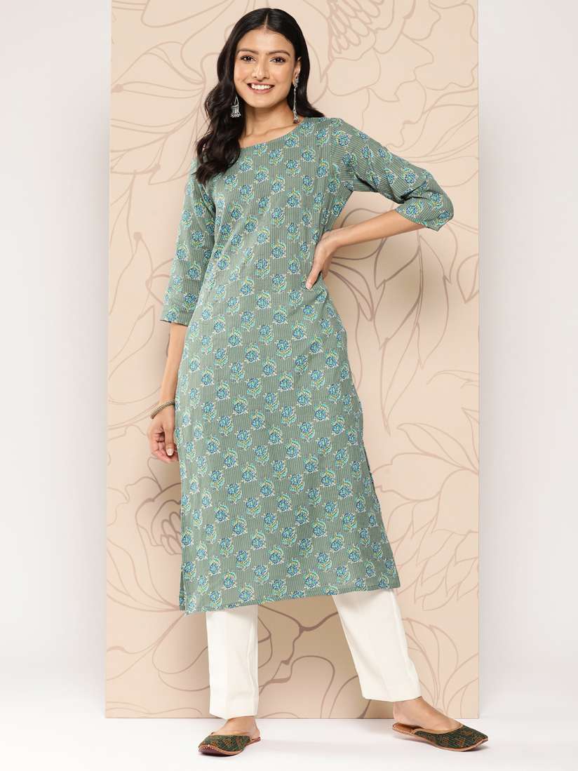 Buy Nayo Ethnic Motifs Printed Straight Kurta Kurtas for Women 23194460 Myntra