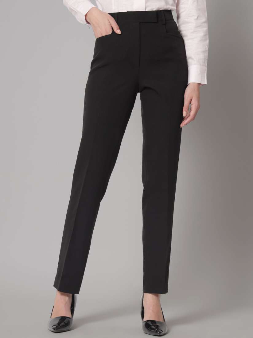 Buy PowerSutra Women Comfort Mid Rise Formal Trousers Trousers for Women 23195472 Myntra