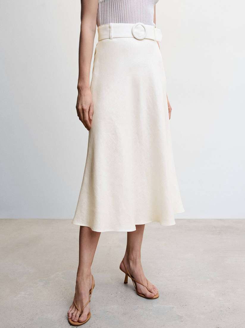 Buy MANGO Linen Flared Midi Skirt With Belt Skirts for Women 23198264 Myntra
