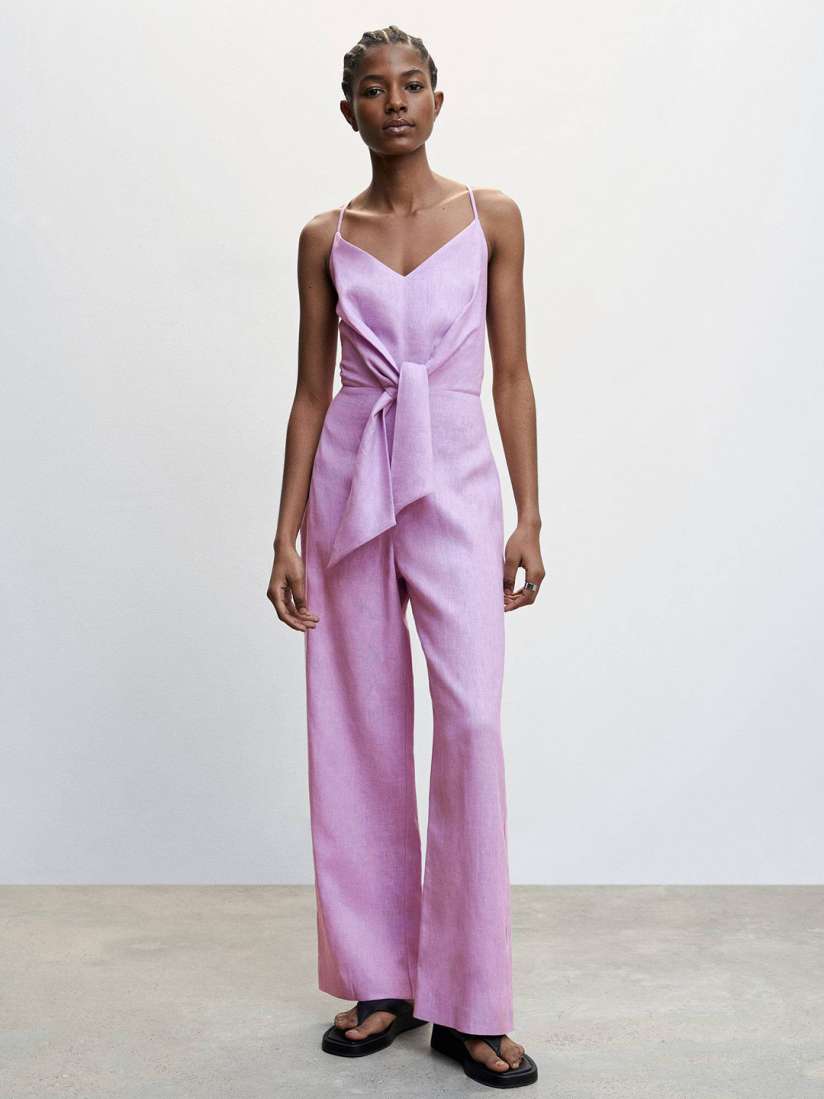 Buy MANGO Linen Knot Detail Basic Jumpsuit Jumpsuit for Women 23198336 Myntra